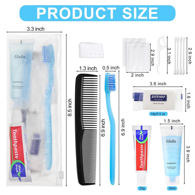 Gisdo 30 Travel Hygiene Kit Bulk Toiletry Kits Homeless Personal Hygiene Kit Bulk Homeless Care Package Travel Toiletry Kit Homeless Hygiene Kit Bulk Disposable Toiletry Kit(10-IN-1)