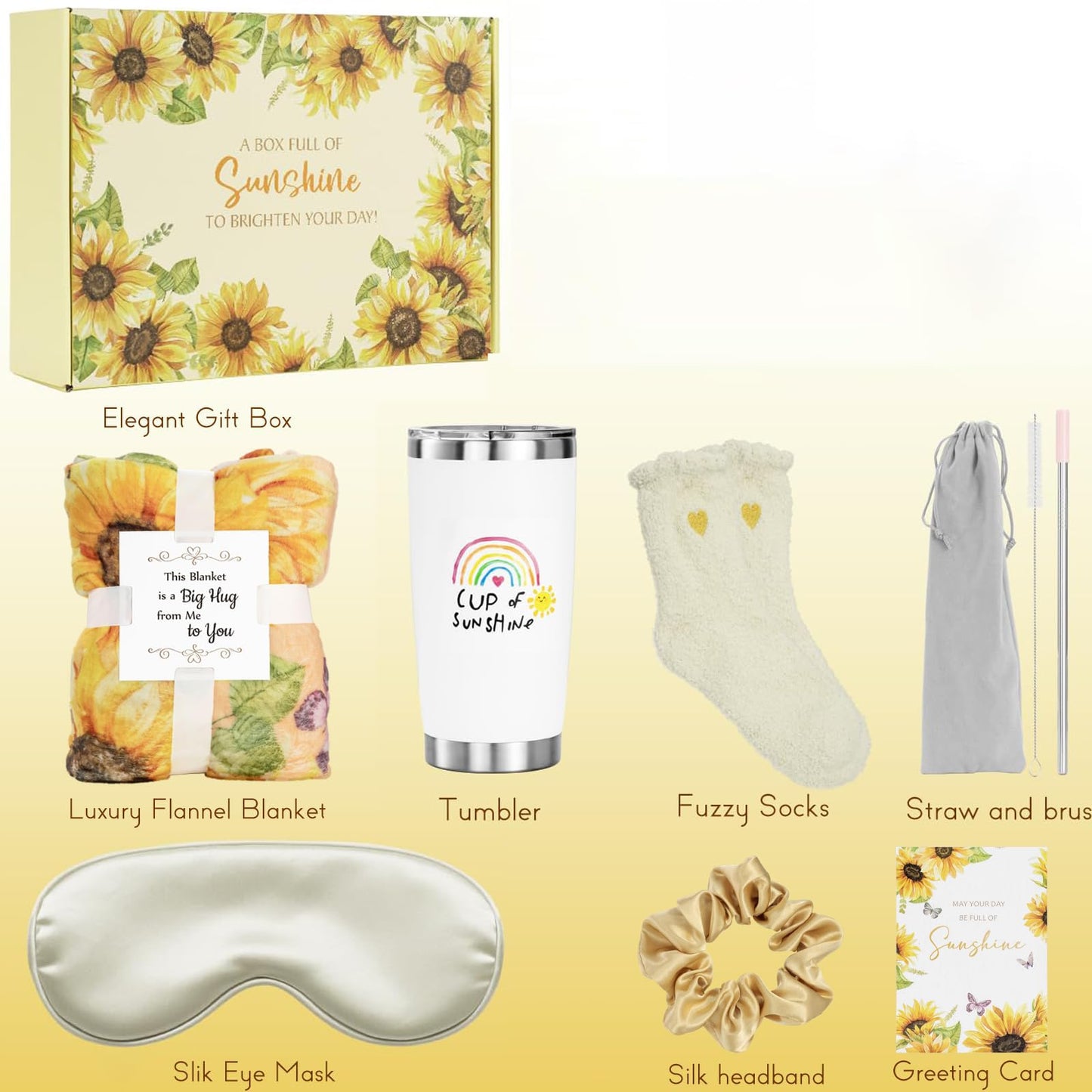 LARAINE Gifts for Women, Sunflower Gifts for Mom, Birthday Gift Sending Sunshine Sets for her, Unique Holiday Thinking of You Gift for Wife, Friend, Sister, Girlfriend