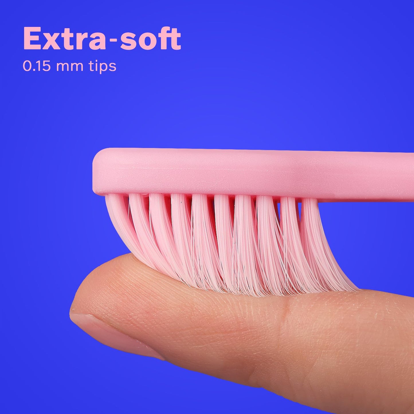 Tonochi Max Extra Soft Toothbrush for Adults with Sensitive Gums, Soft Bristle Toothbrushes, Wide Head for Back Teeth, Ergonomic Non-Slip Grip, BPA Free, Individually Wrapped, 4 Pack, Blush Pink