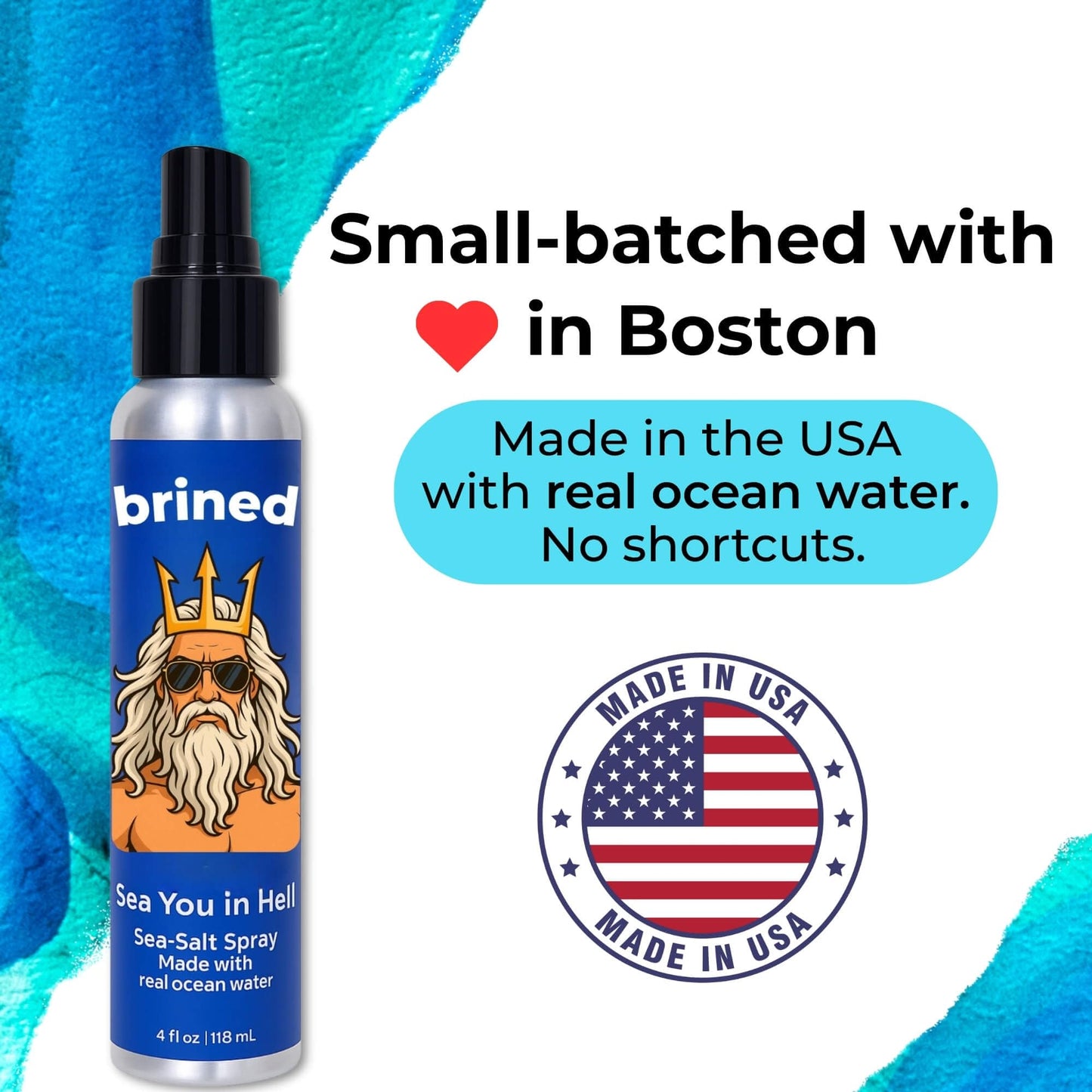Brined Sea Salt Spray for Hair Men & Women | Real Ocean Water Texturizing Spray | Beach Hair, Waves, Volume & Matte Finish | Aloe, Kelp & Vitamin B5 | Sulfate-Free, Paraben-Free | 4oz