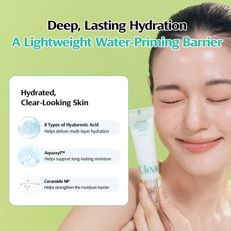 ClearDea Minari Cool Soothing Cream for face – K-Beauty Hydrating & Moisturizer with Korean Water Parsley, 30ml/1.01oz