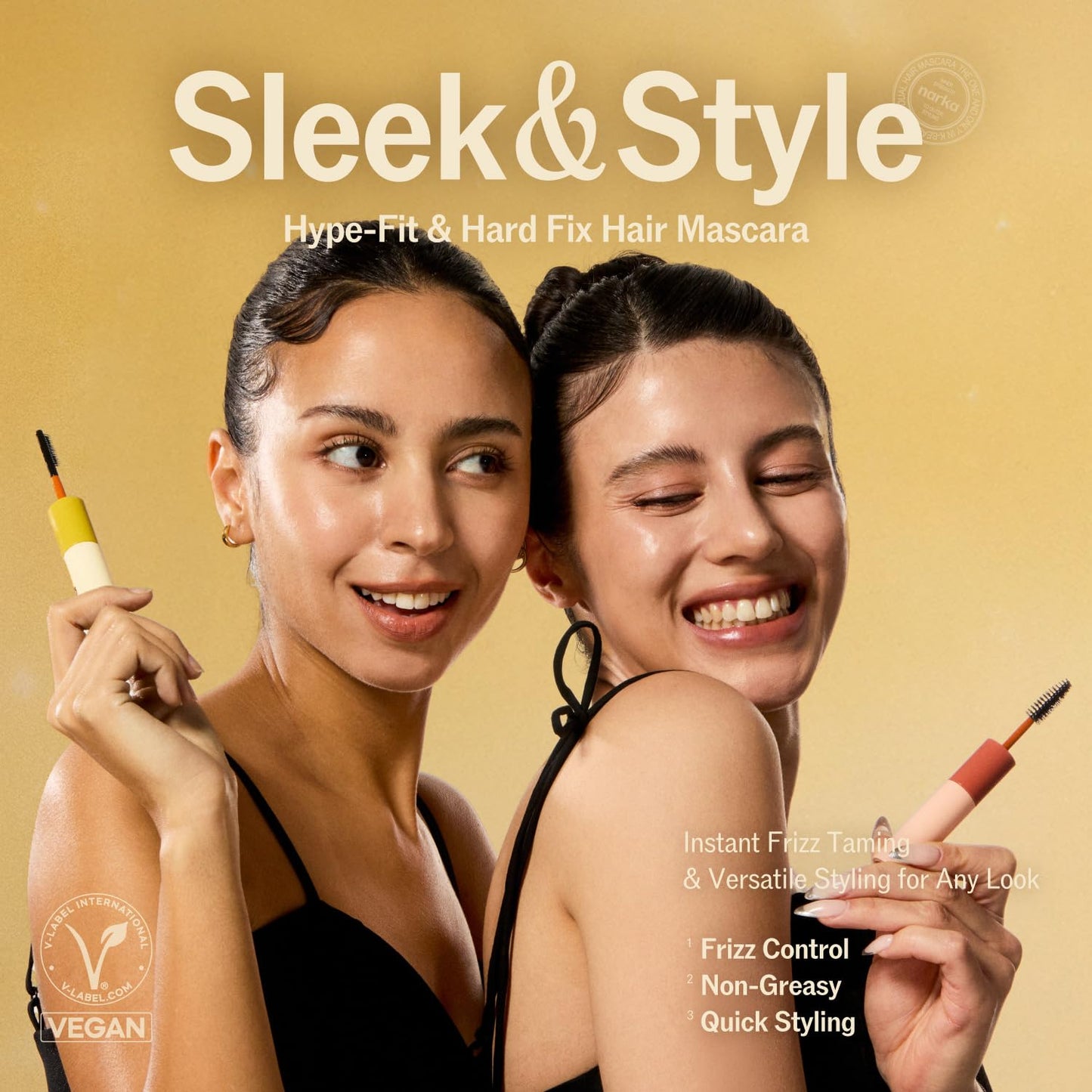 NARKA Hard Fix Hair Mascara for Thick Hair – Fly Away Stick & Strong Hold Taming Wand for Baby Hairs, Dual-Brush Hair Finishing Stick for Slick Back & Updos, Non-Greasy, Easy-Wash