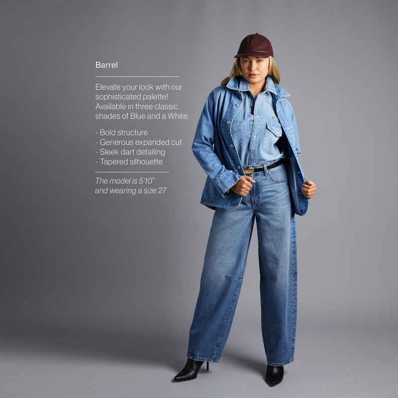 CAKE THE LABEL Womens Baggy Barrel Jeans Wide Leg High Rise Premium Denim Pants Medium Blue