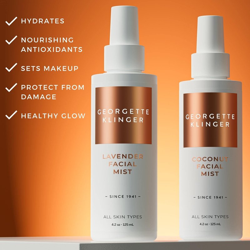 Georgette Klinger Coconut & Lavender Facial Mist Duo Makeup Setting Spray Gift Set for All Skin Types Skin Care - 4.2 oz