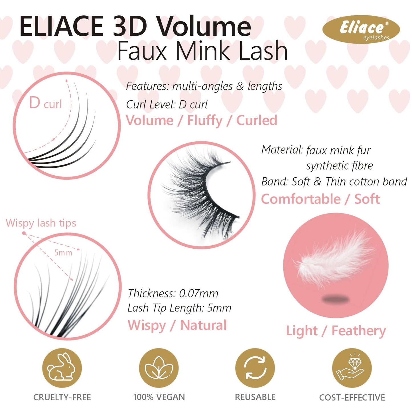 Eliace False Eyelashes Natural look Cat Eye Lashes Wispy Strips 3D Mink Lashes Fake Eyelashes Volume Fluffy Thick,Thin Soft Band Comfortable Dramatic Cross Wispy Lash Reusable,Alice style 15 Pairs