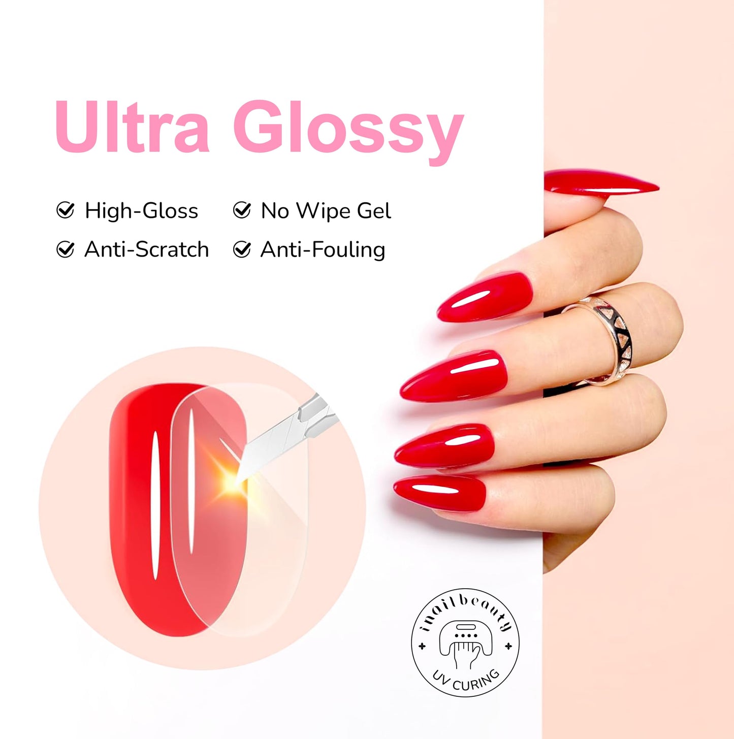 idyllbeauty Hema Free Gel Top Coat, Long Lasting Clear UV/LED Needed TPO Free Top Coat, Hypoallergenic No Wipe Soak Off Gel 10ml, Gloss Mirror Shine for Women Girls DIY Professional Manicure