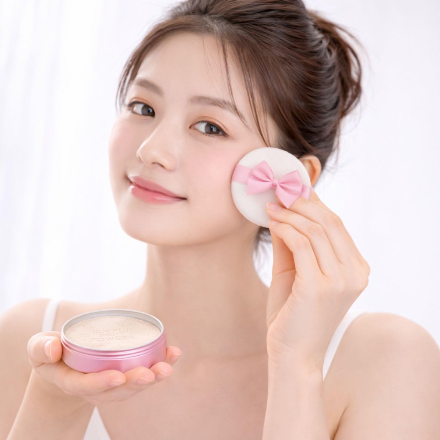 Club Suppin Translucent Pressed Powder Foundation & Overnight Skincare, Makeup Setting Powder & Face Finish POWDER with Shea Butter, Amino Acids& Aloe Extract by Japanese Skincare PINK PLUSH, 2EA