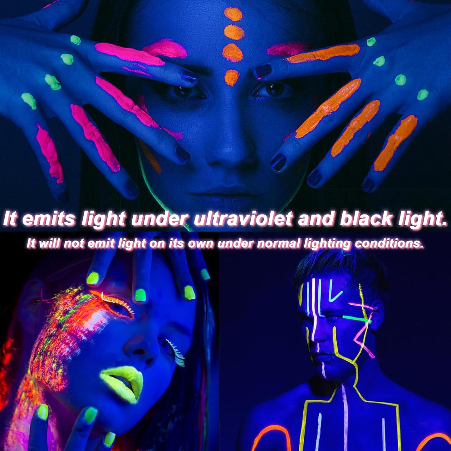 Glow in The Dark Face Body Paint Kit - Neon Makeup Sticks for Halloween | 10 Color Set