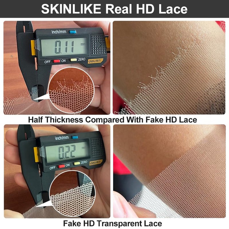 SKINLIKE Real HD Lace Frontal Human Hair Pre Plucked Natural Hairline Invisible Closure Ultra Thin Swiss HD Lace Bleach Knots Closure Human Hair with Baby Hair (5x5 Hd Straight, 14 inch)