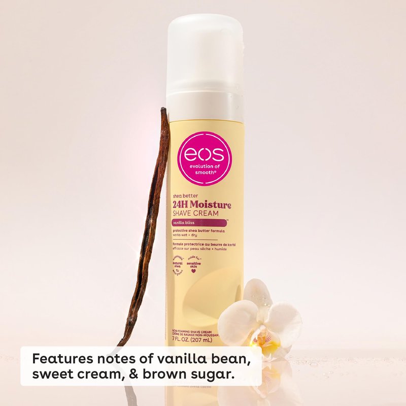 eos Shea Butter Shave Cream - Vanilla Bliss, 24H Moisture Hydration, 7 fl oz, (Pack of 2)