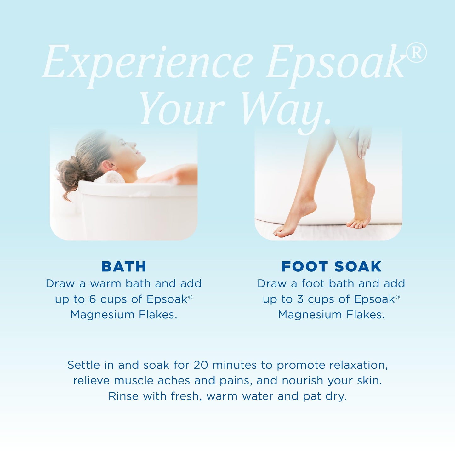 Epsoak Magnesium Flakes 4 lb. Magnesium Sulfate USP. Resealable Epsom Salt Bag Unscented, Made in The USA, Cruelty-Free Certified