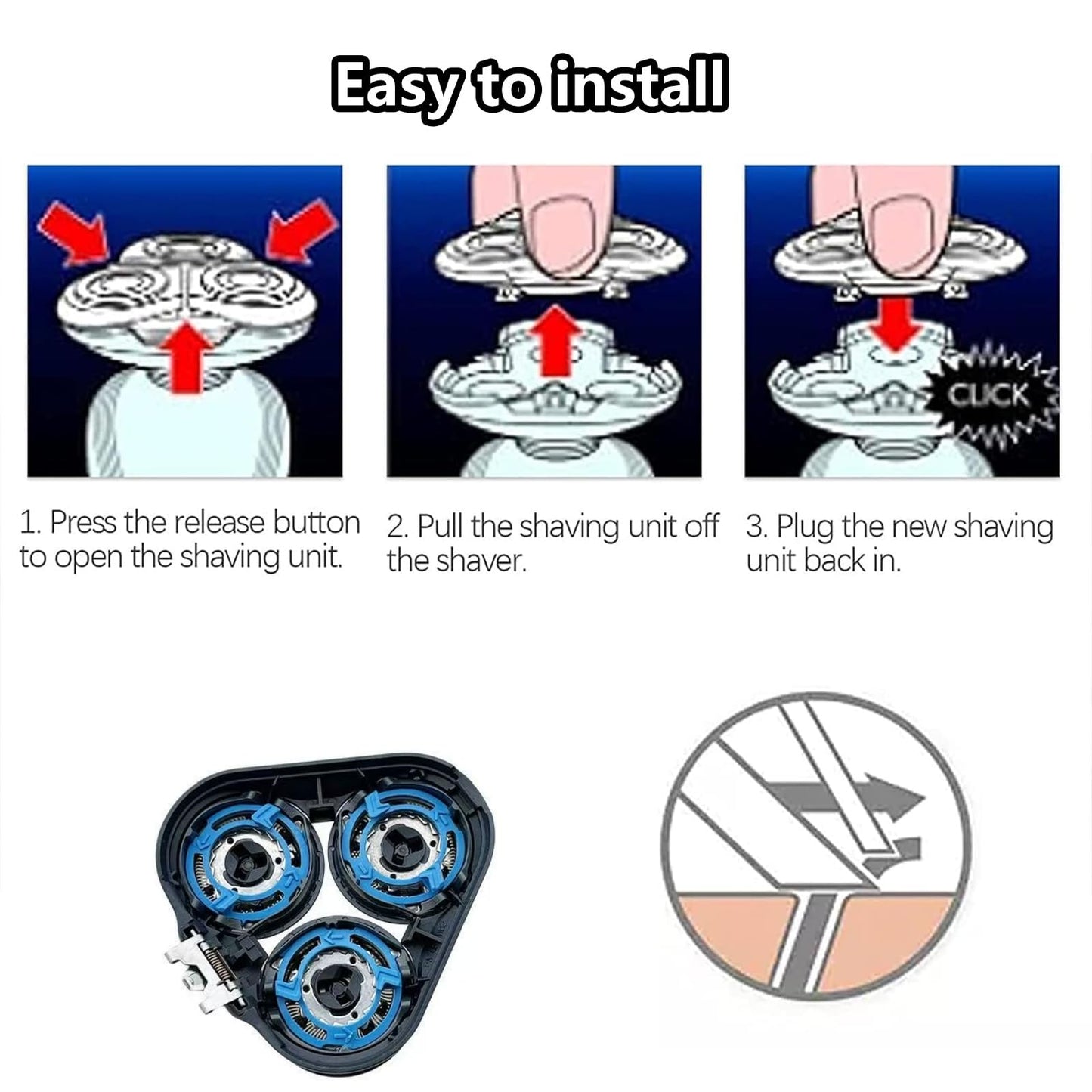 Sh50/52 replacement blades Compatible with Philips Series 5000 Electric Shavers, Whole Replacement Head Compatible with Norelco Razor Series S5000 All Models S5252 S5270 S5271 More