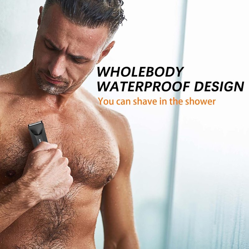 MAXGROOM Body Hair Trimmer for Men - IPX7 Waterproof Electric Shaver with LED Light & Ceramic Blade | USB Rechargeable