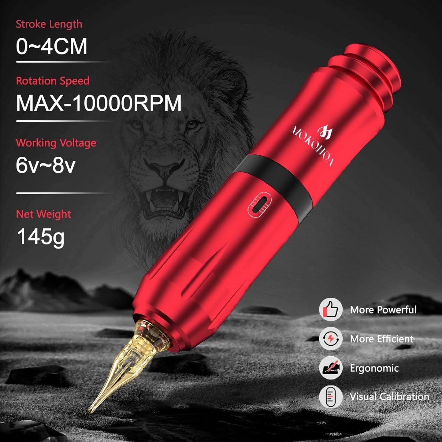 Tattoo Kit for Beginners - Complete Rotary Tattoo Gun & Pen Set | Pro Cartridge Needles & Transfer Papers - Wine Red