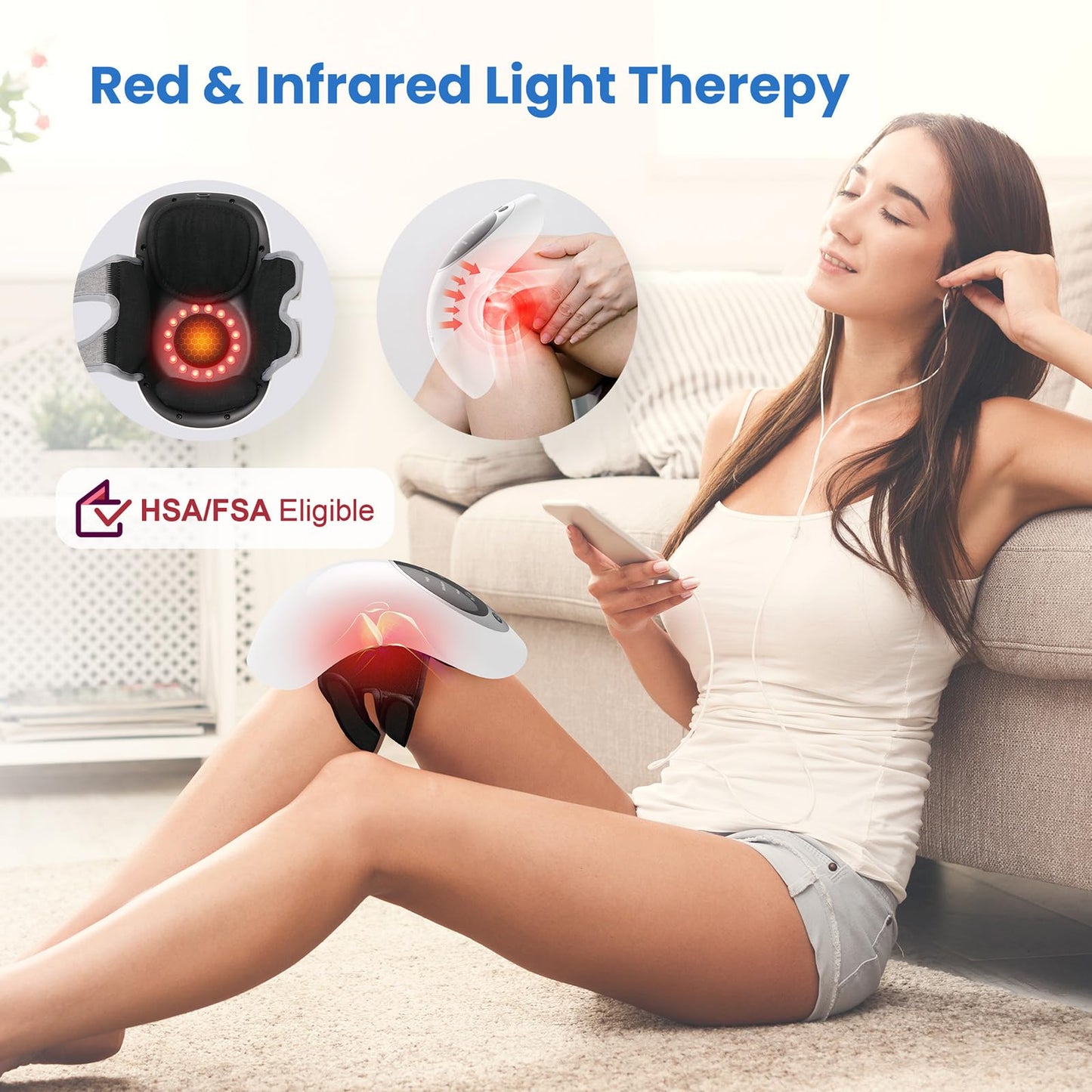 CuPiLo FSA Eligible Knee Massager with Heat and Red Light for Pain Relief, HSA Eligible Cordless Knee Massager with Vibration for Comfort & Relaxation, Gift for Mom, Dad, Grandma & Grandpa, Seniors