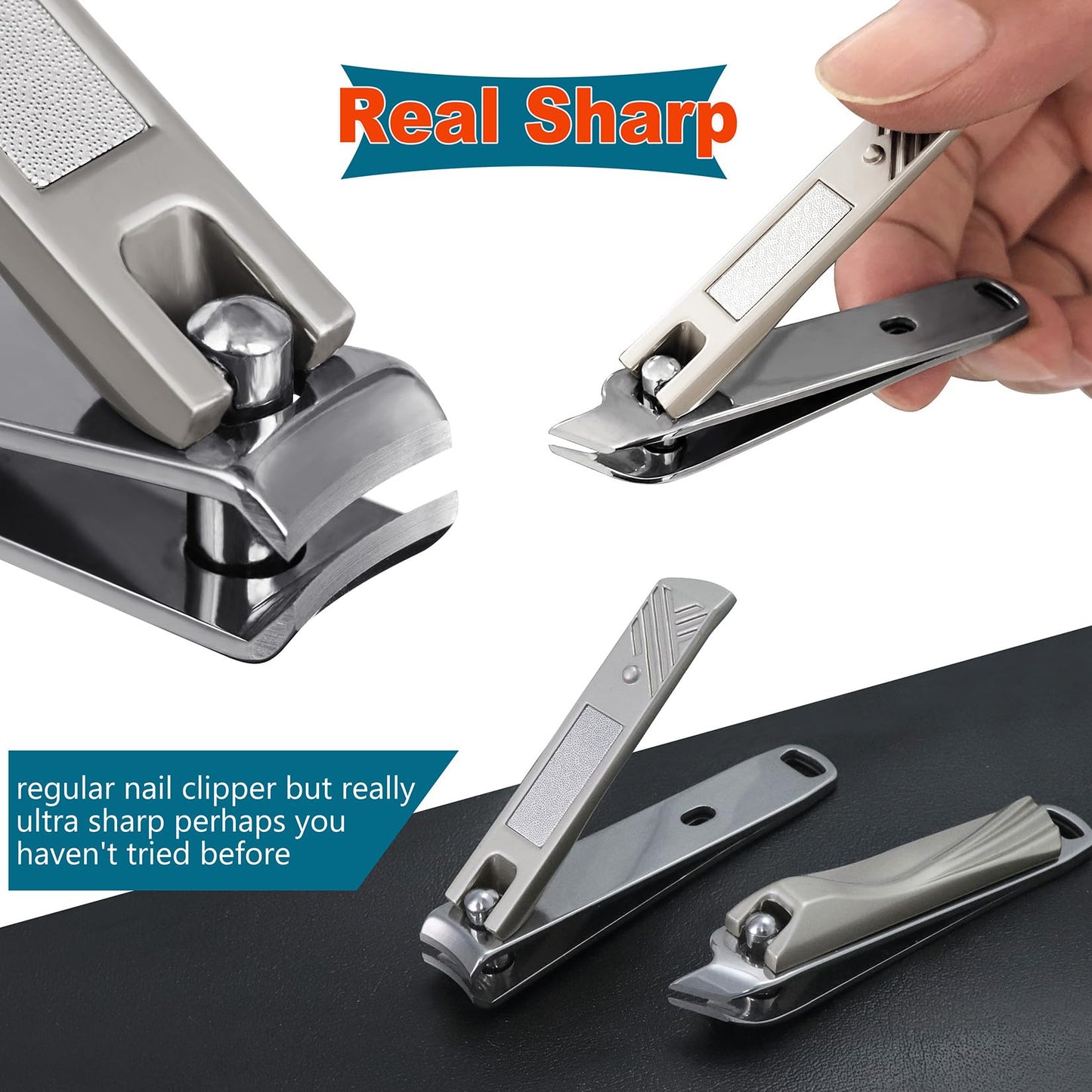 SGNEKOO 8-Piece Nail Clipper Set for Family, Professional Stainless Steel Manicure Kit with Ingrown Toenail Tool, Nail File, Tweezers, Ear Pick, Scissors – Home & Salon Use (Silver)