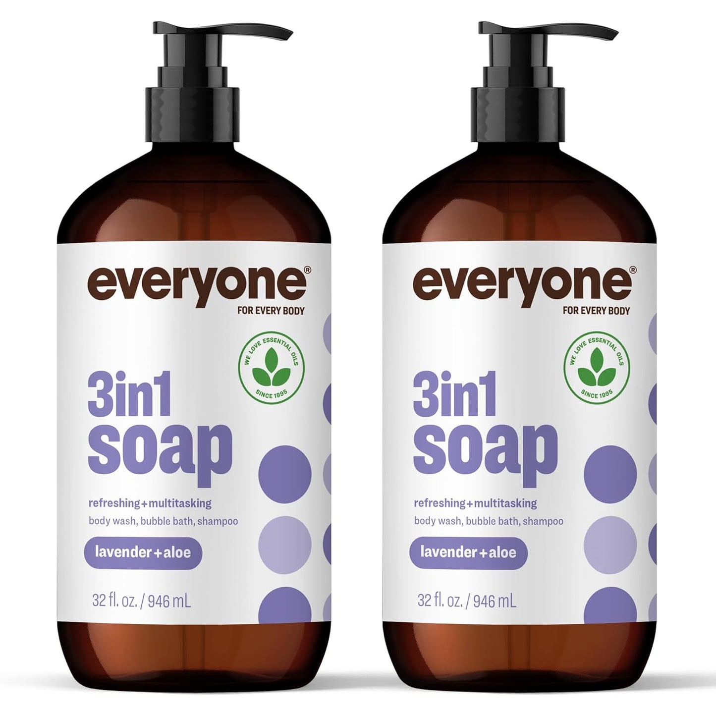 3-in-1 Lavender & Aloe Soap | Body Wash, Bubble Bath & Shampoo - 32 Oz (Pack of 2) with Essential Oils