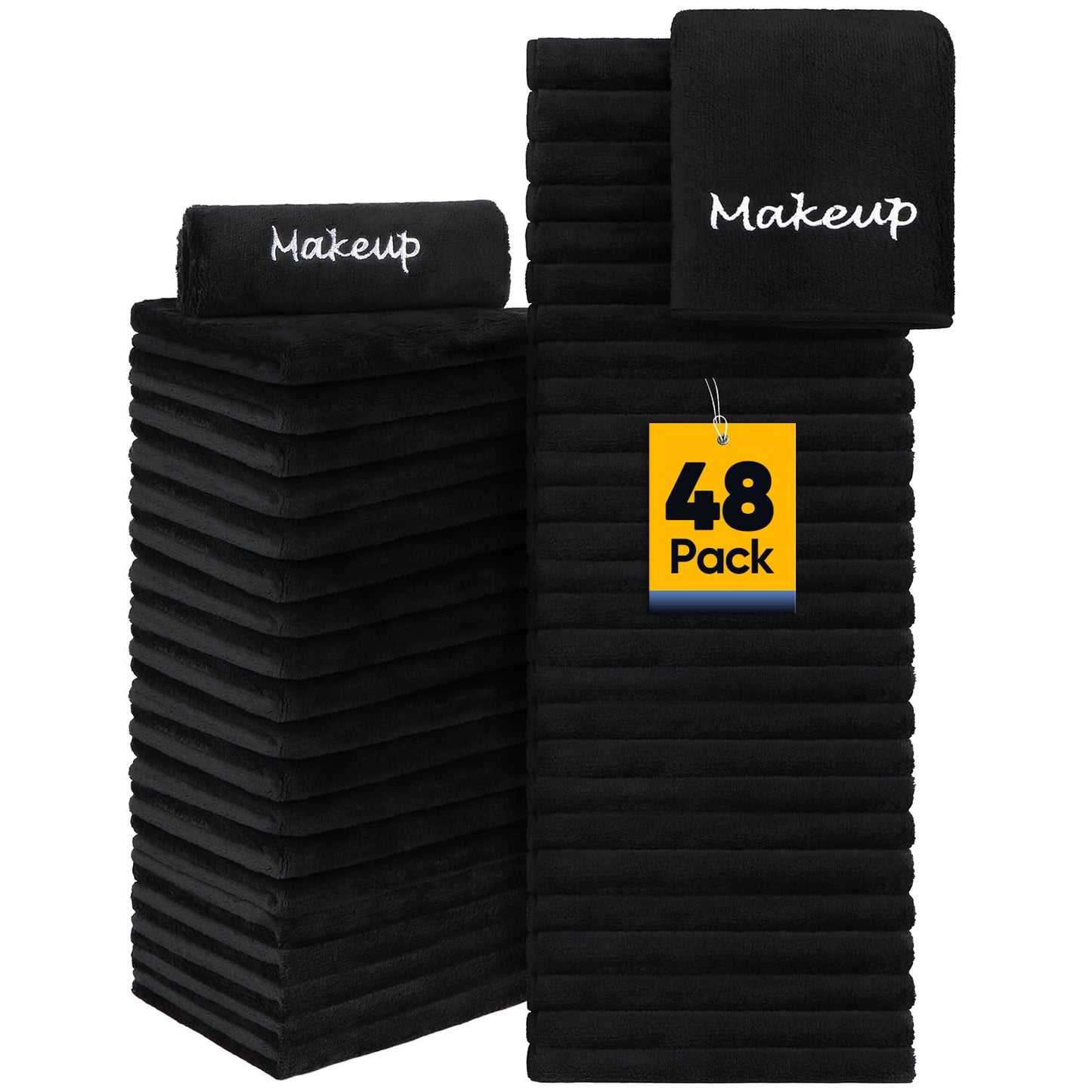 UNIMADE Makeup Remover Cloth, 48 Pack Black Facial Wash Cloths, Soft Coral Fleece Microfiber Towel for Face, Hand, and Bathroom(13" x 13")