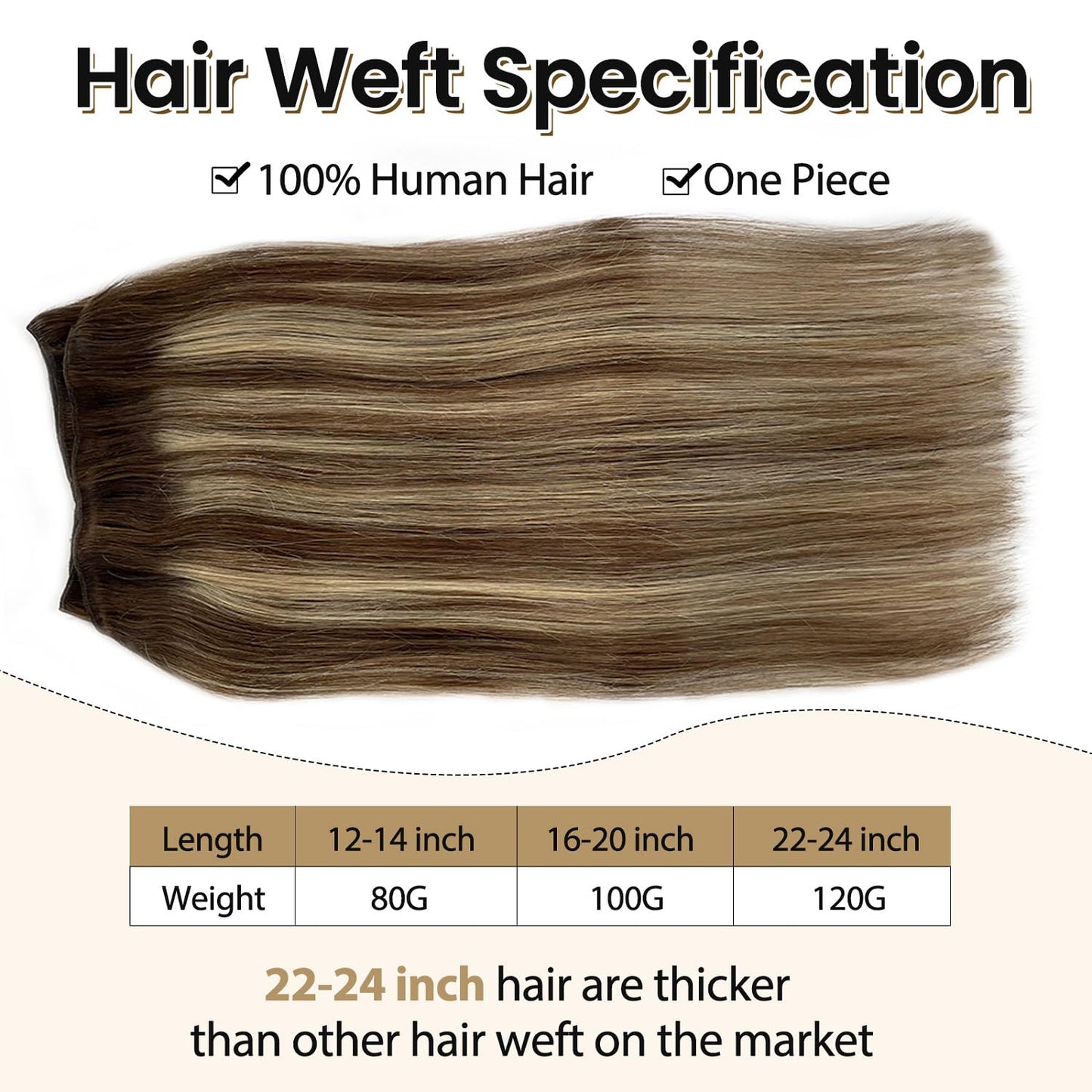Sew in Human Hair Weft Extensions Honey Blonde Highlights Hand Tied Weft Hair Extensions 14 Inch #4T4/24 Straight Seamless Sew in Weave Bundles