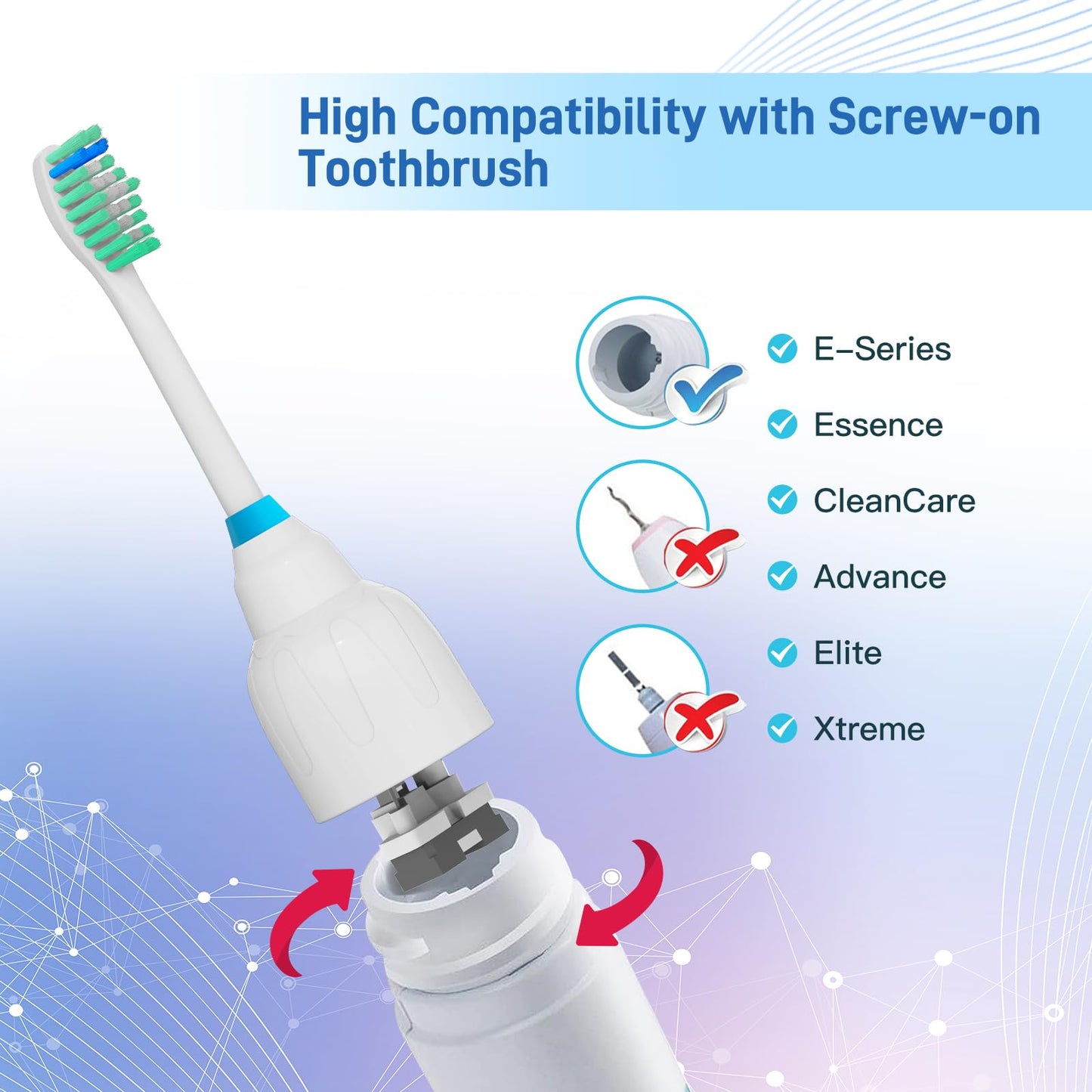 Replacement Brush Heads Compatible with Philips Sonicare Screw-on HX7022 HX7023 Essence E-Series Electric Toothbrush - Refills Heads for HX5610, 6 Packs