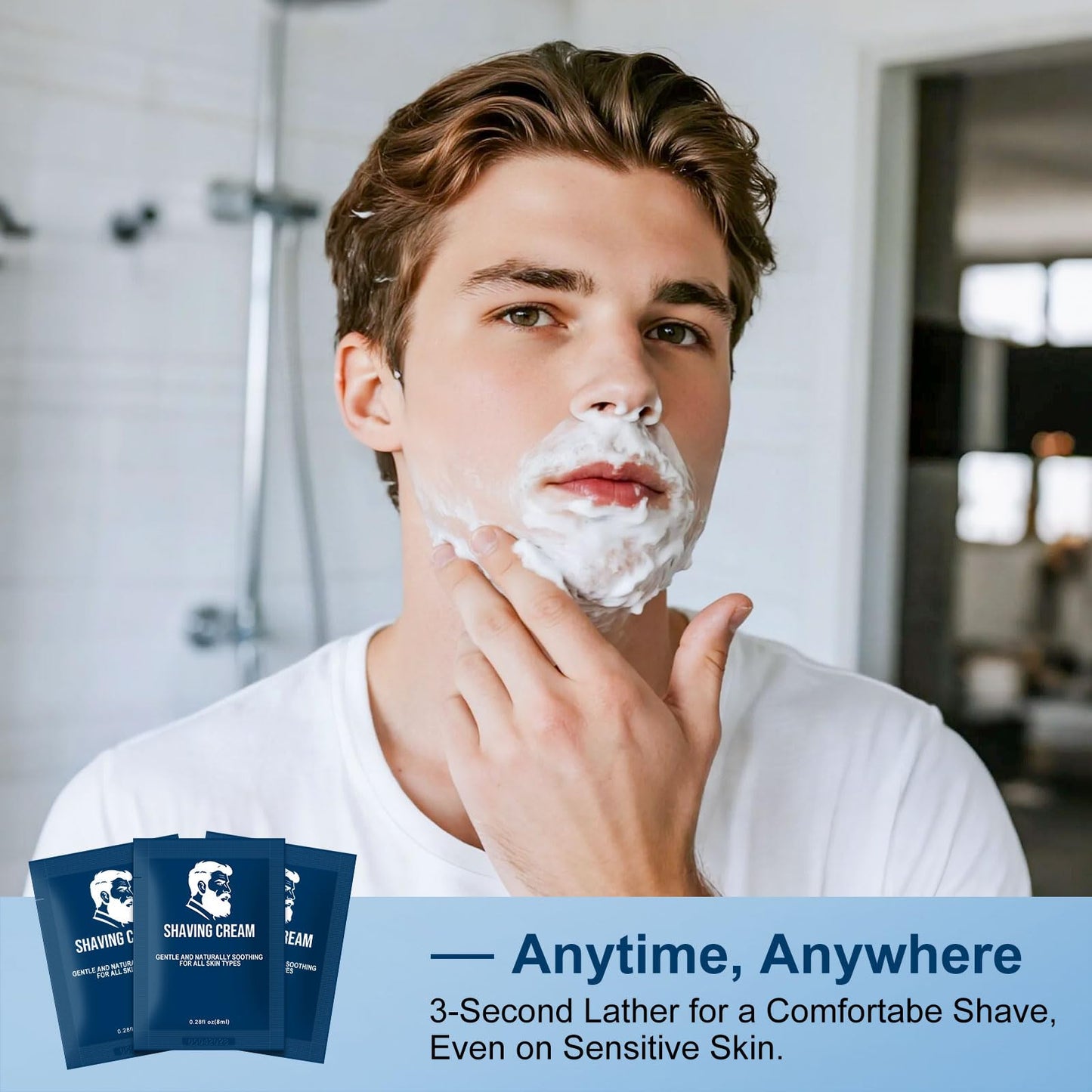 Skourvut Shaving Cream Bulk Travel,8ml/0.28 oz Travel Shave Cream Disposable Shaving Cream in Bulk for Hotel Homeless （Jasmine，pack of 200)