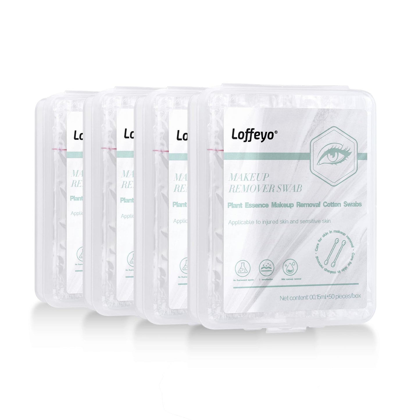 Loffeyo Makeup Remover Cotton Swabs, 4-Pack x 50 Count, Eye & Lip Sticks remover With White Lily, Liquid-Filled Makeup Remover Swabs, Space Saving and Travel Essentials