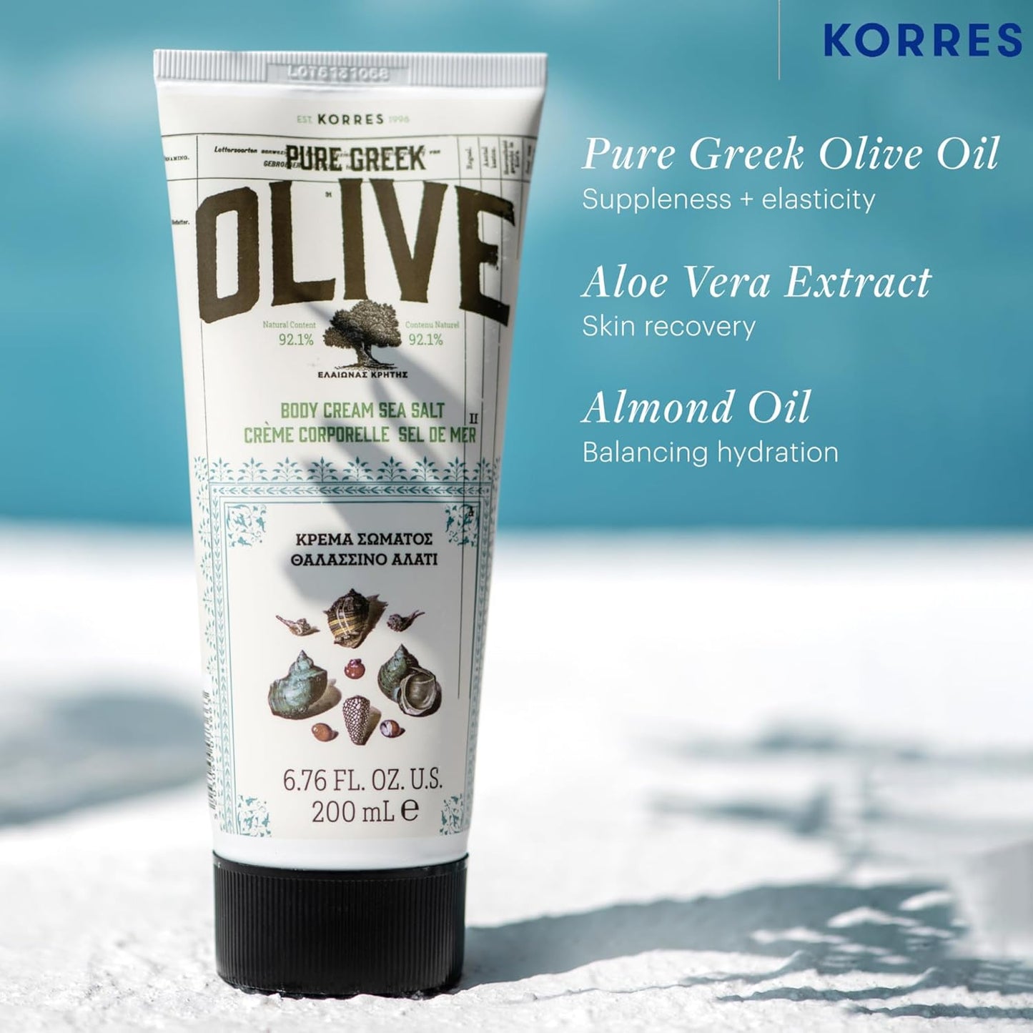 KORRES Olive Body Lotion - Hydrating Moisturizer with Vitamin E & Aloe | 6.76 fl oz for Dry Skin