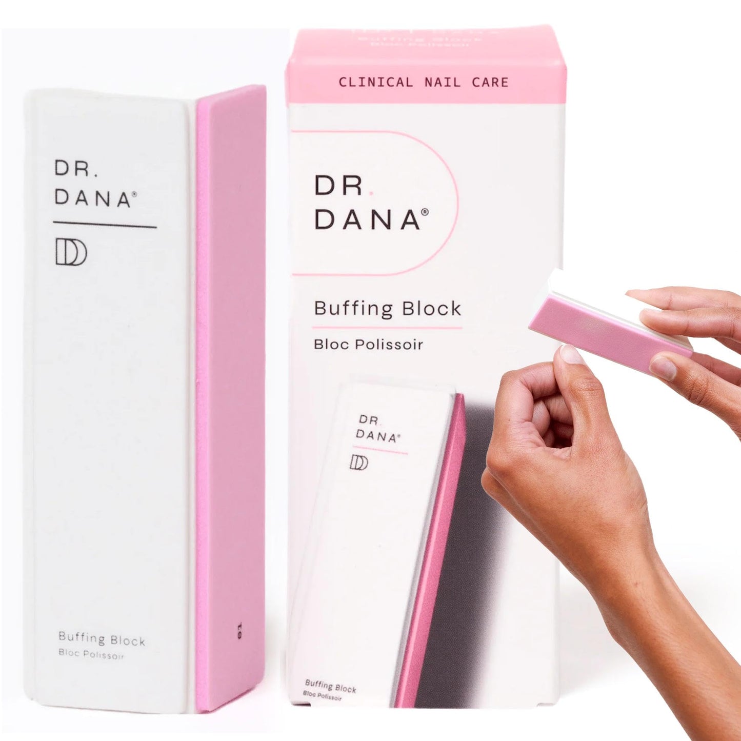 Dr. Dana Nail Buffing Block Set - Gently Smooth, Shine, and File Natural Nails with Professional Buffer (3 Sided Grit) - Also Includes Replacement Grits - Ideal for Fingernail & Toe