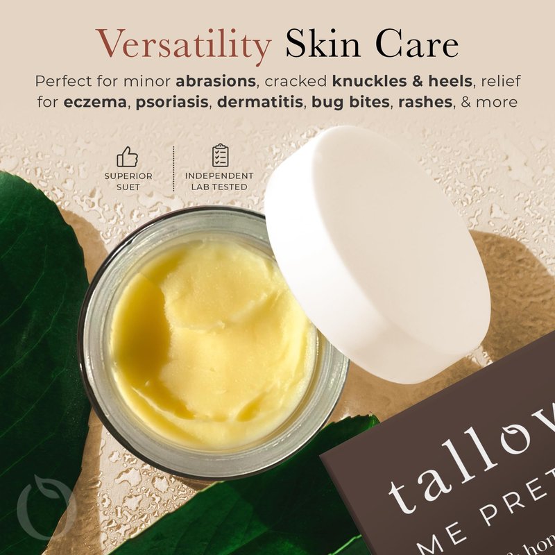 Tallow Me Pretty Tallow and Honey Balm, Rich and Comforting Grass Fed Beef Tallow Balm, Seals in Moisture, Promotes Skin Repair & Calms Irritated Skin, 1.58 oz