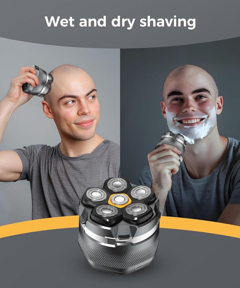GLLAVA Head Shaver for Bald Men, 10,000 RPM High-Speed Electric Razor, Innovative 6D Magnetic Floating Heads, IPX8 Waterproof Wet/Dry Shaving Kit with LED Display & EVA Travel Case
