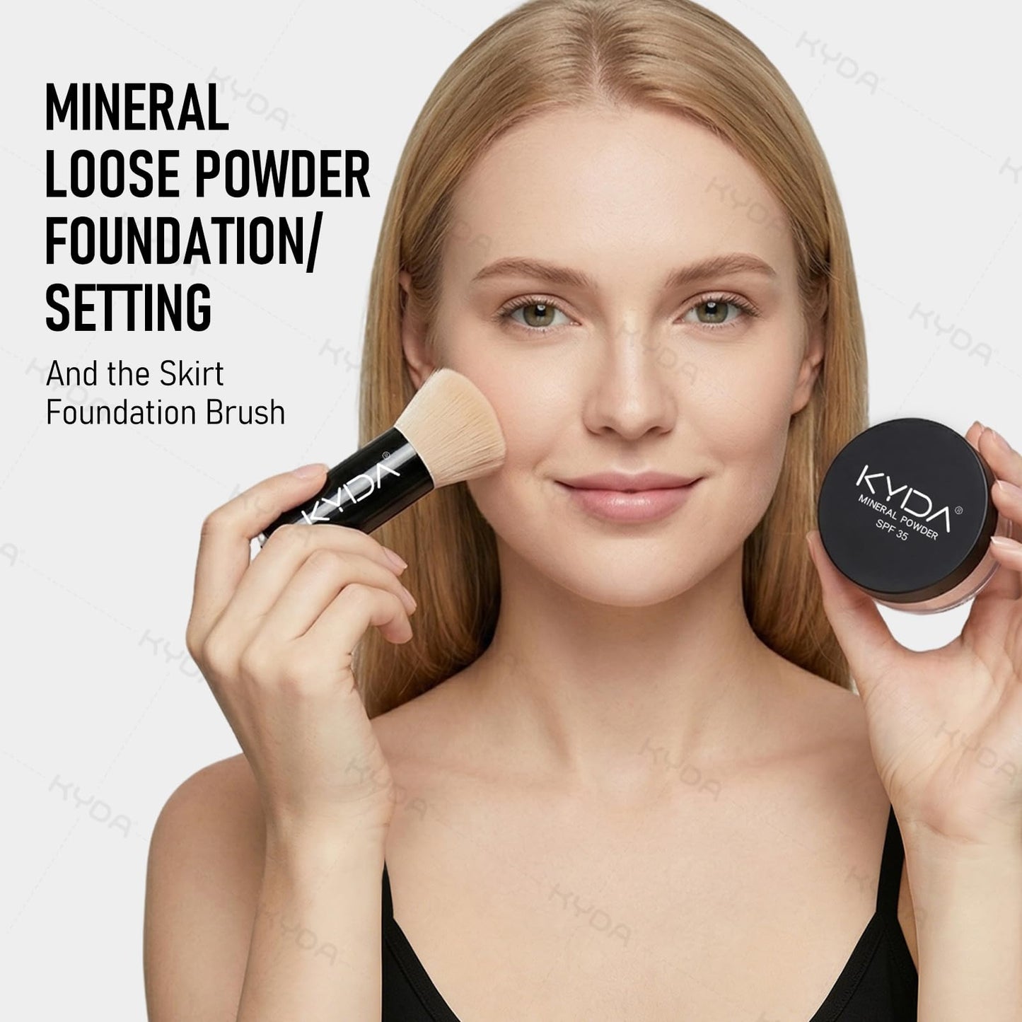 KYDA Mineral Loose Powder SPF 35, Pink Loose Setting Powder, Buildable Sheer Coverage, Weightless Oil Free, Blurring Finishing, Extend Base Makeup, 0.28 oz, Light Pink