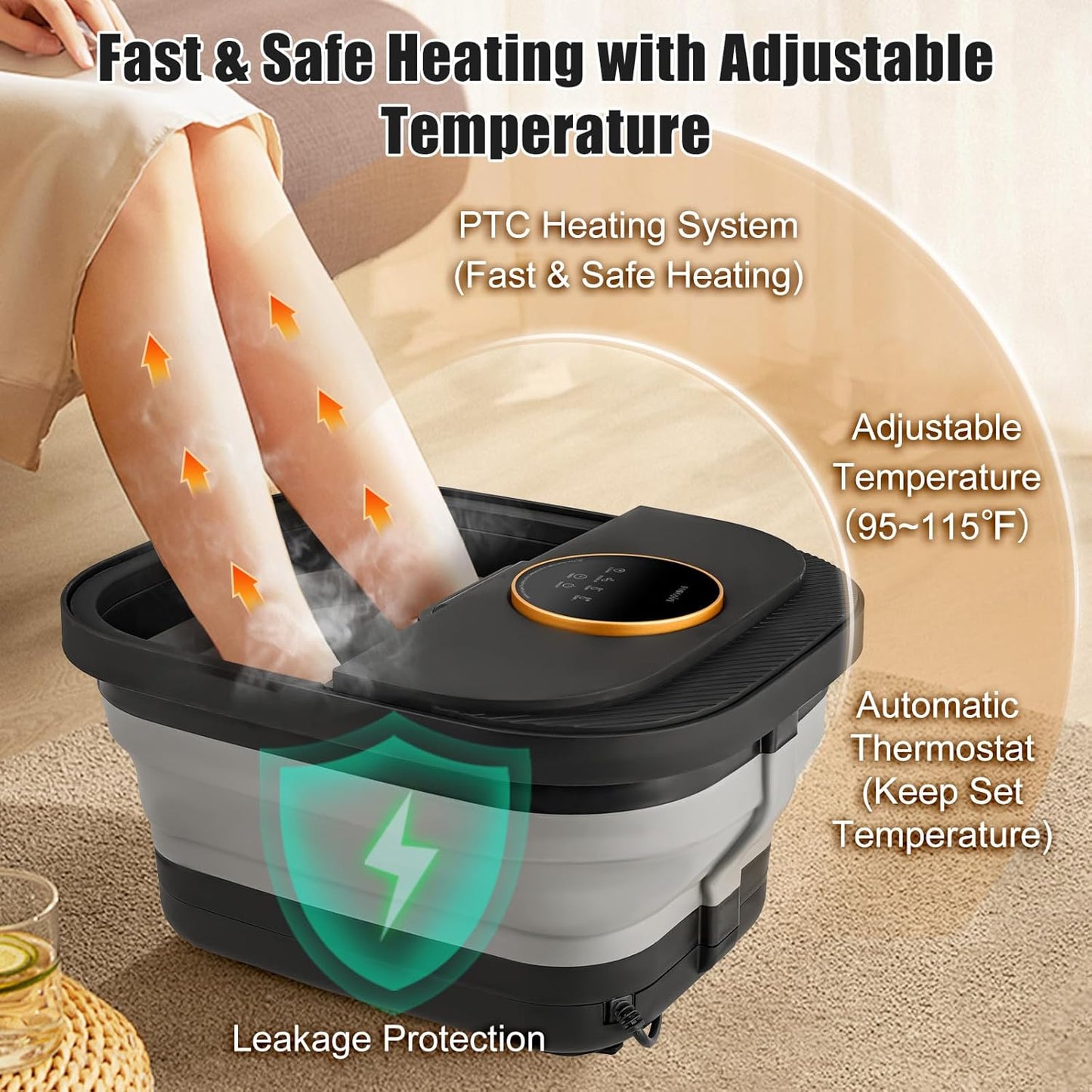 Foot Spa Bath Massager - Heated Bubble Massage with Remote Control | Touchscreen & Pumice Stone for Ultimate Relaxation