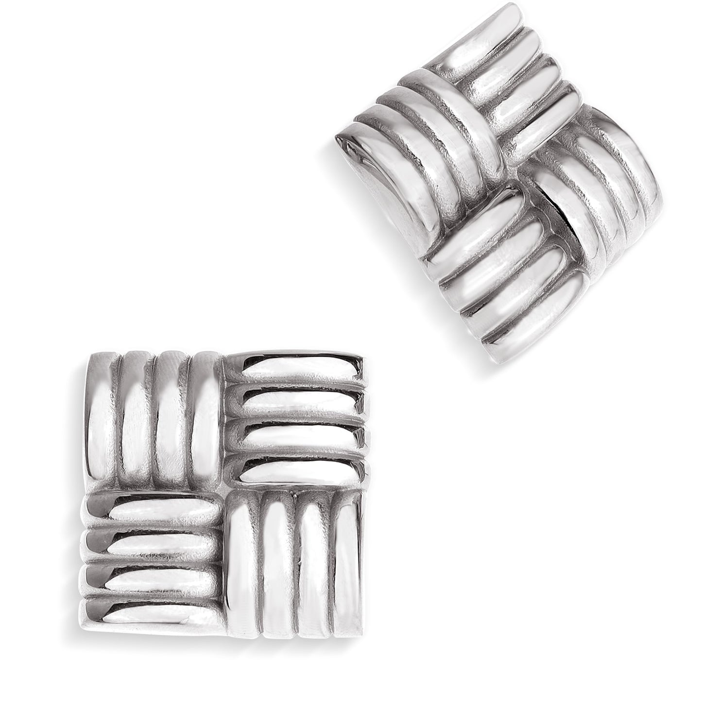 JeanBeau Chunky Silver Large Square Stud Earrings for Women, Trendy Statement Geometric Rectangle Textured Lightweight Hypoallergenic Earing Prom Fashion Jewelry Gift