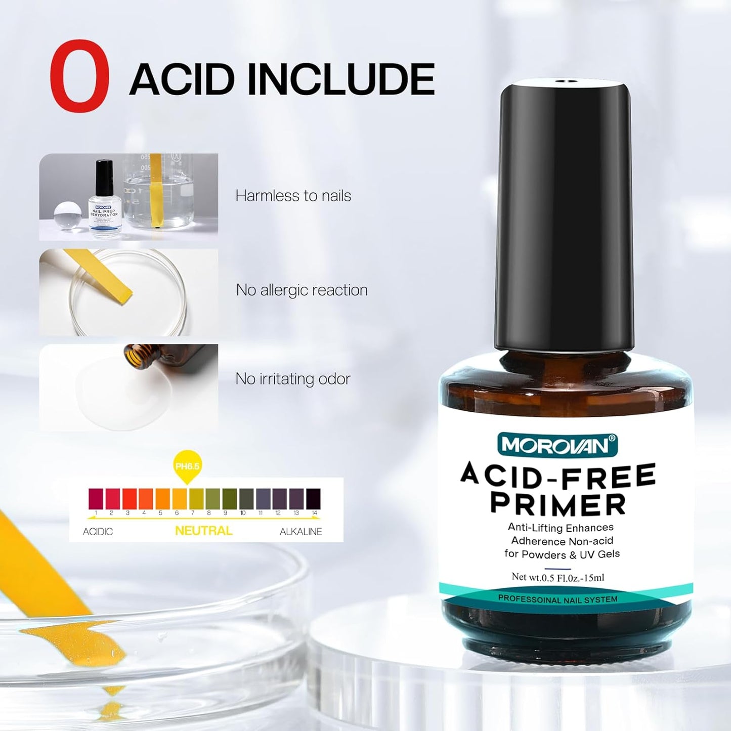 Natural Nail Prep Primer - Acid-Free Dehydrator for Acrylic & Gel Polish | Fast-Dry Superior Bonding Agent Gift Box Set