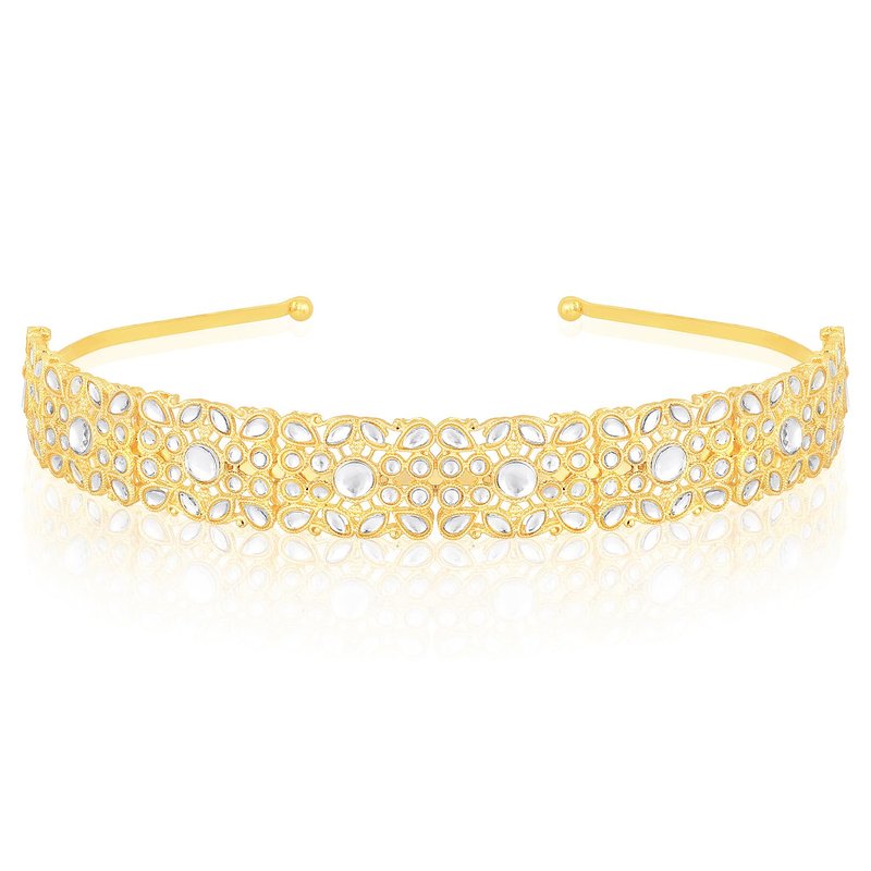Aheli White Kundan Studded Fancy Hair Band Ethnic Fashion Jewellery for Women Design 4