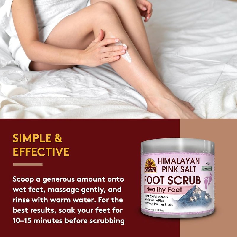 Himalayan Pink Salt Foot Scrub - Natural Exfoliating Scrub for Feet, Hands & Face | Vegan, 6 oz Jar