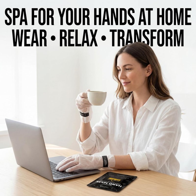 Collagen Hand Mask - Moisturizing Gloves with Shea Butter & Vitamin E | Overnight Treatment for Dry, Cracked Hands