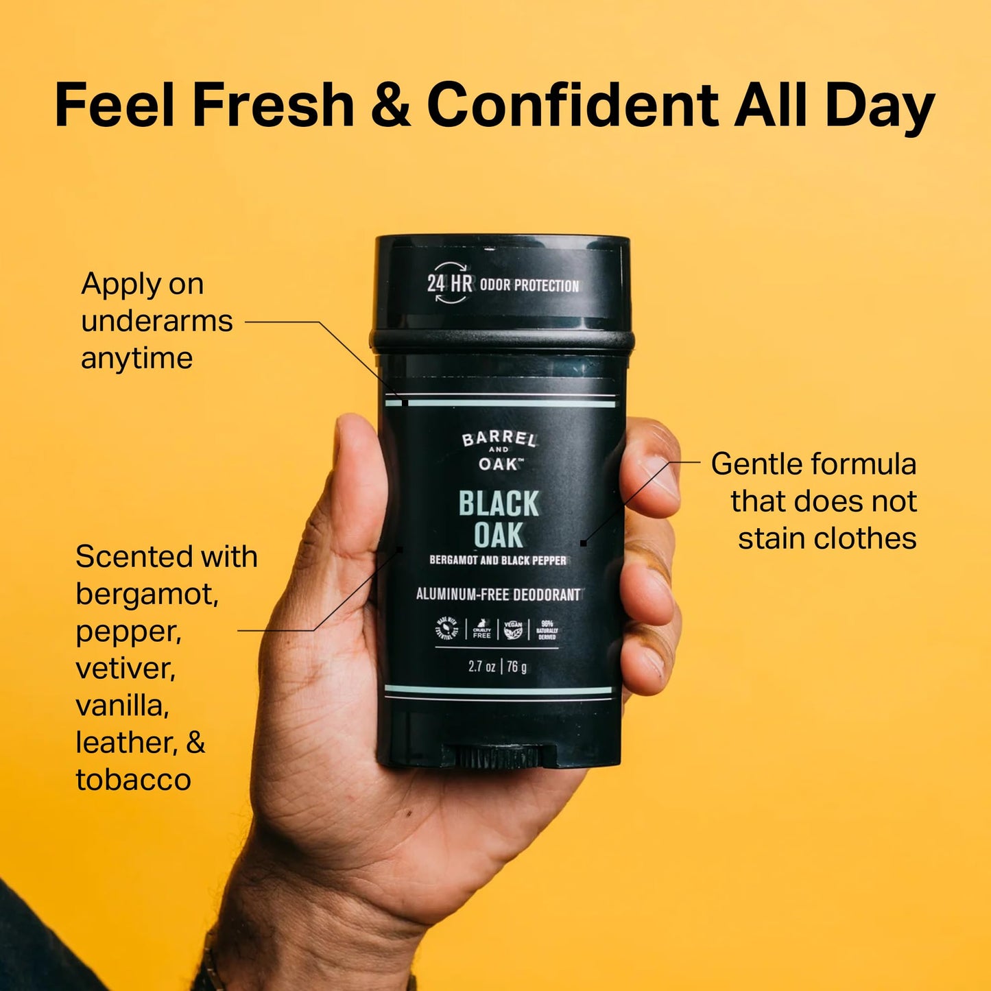 Barrel & Oak Black Oak Body Care Set for Men, All-in-One Body Wash, Exfoliating Bar Soap, & Aluminum-Free Men’s Deodorant, Vegan Grooming Kit, Gifts for Men, 3-Pack