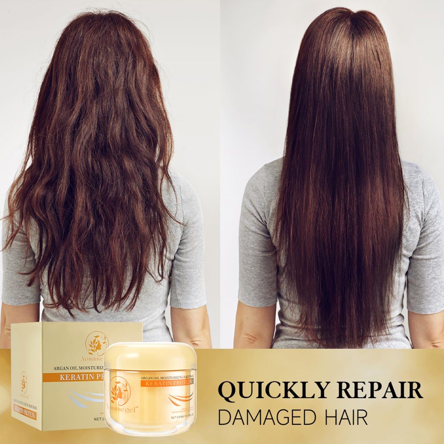 Aomimegel Collagen Hair Mask,Deep Repair Conditioning Argan Oil Hair Mask for Damaged Hair Treatment, Deep Conditioner Hydrating Hair Masque for All Hair Types 10.15 oz 300ml