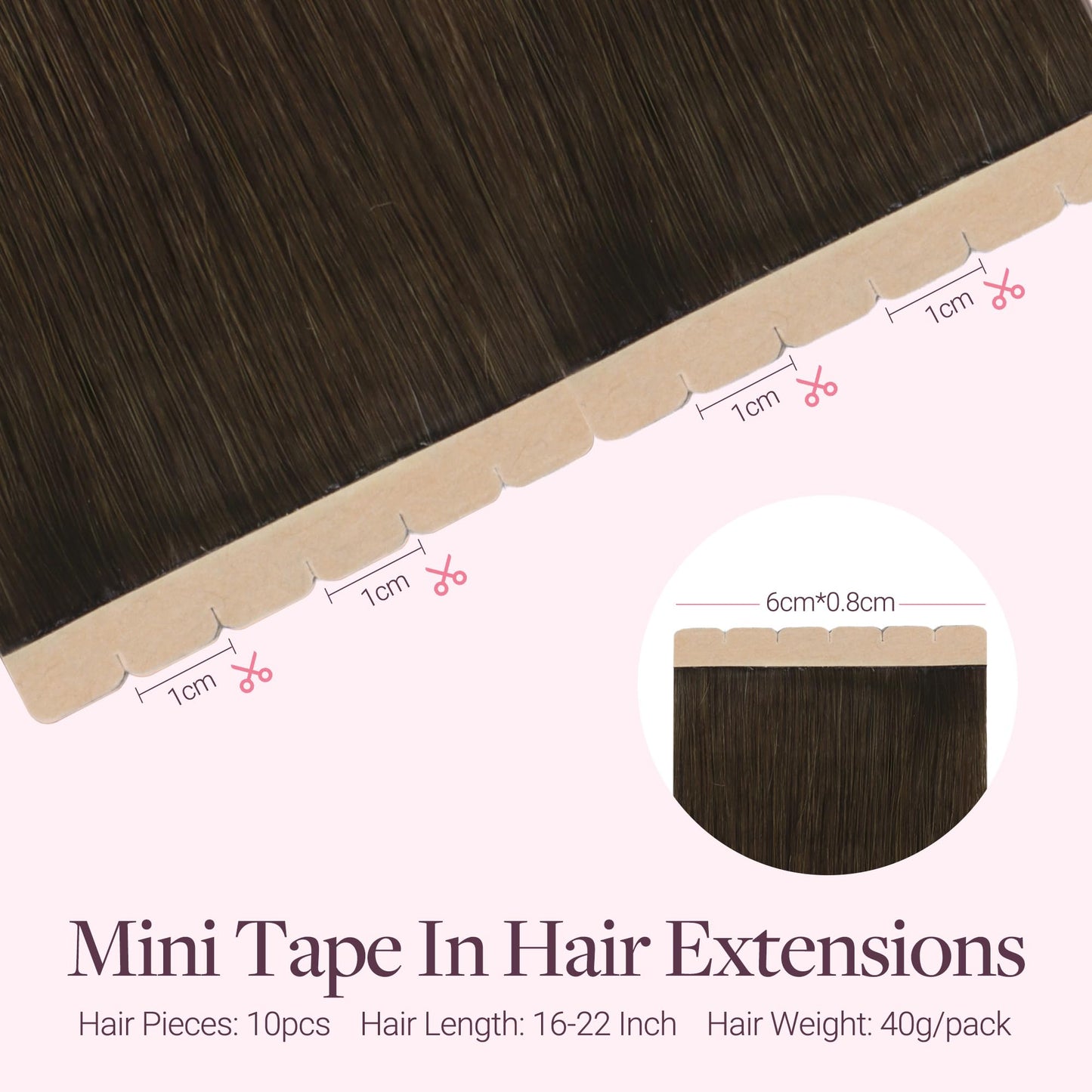 GOO GOO Tape in Hair Extensions, 4/27/4 Balayage Chocolate Brown to Caramel Blonde, 16inch 40g 10pcs, Mini Tape Cut to Fit, Skin Weft Seamless Invisible, Remy Human Hair