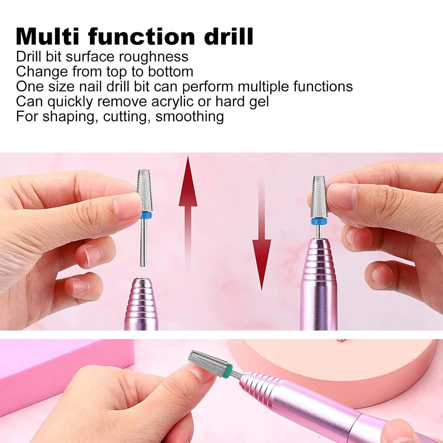 Nail Drill Bits Set - Tungsten Steel Gel Remover Tools for Manicure & Pedicure | 3pcs, 2.35mm Shank Diameter