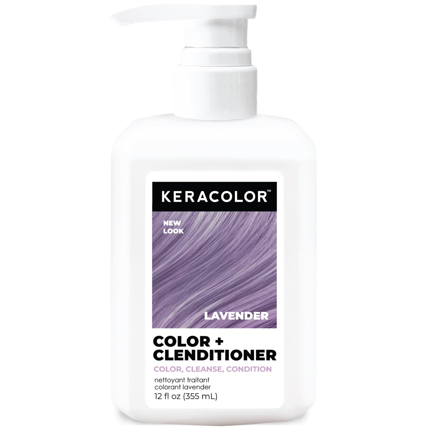 Keracolor Color + Clenditioner 3-in-1 Color-Depositing Conditioner, Gently Cleanses & Conditions, Semi-Permanent Lavender Hair Color, 12 Fl Oz