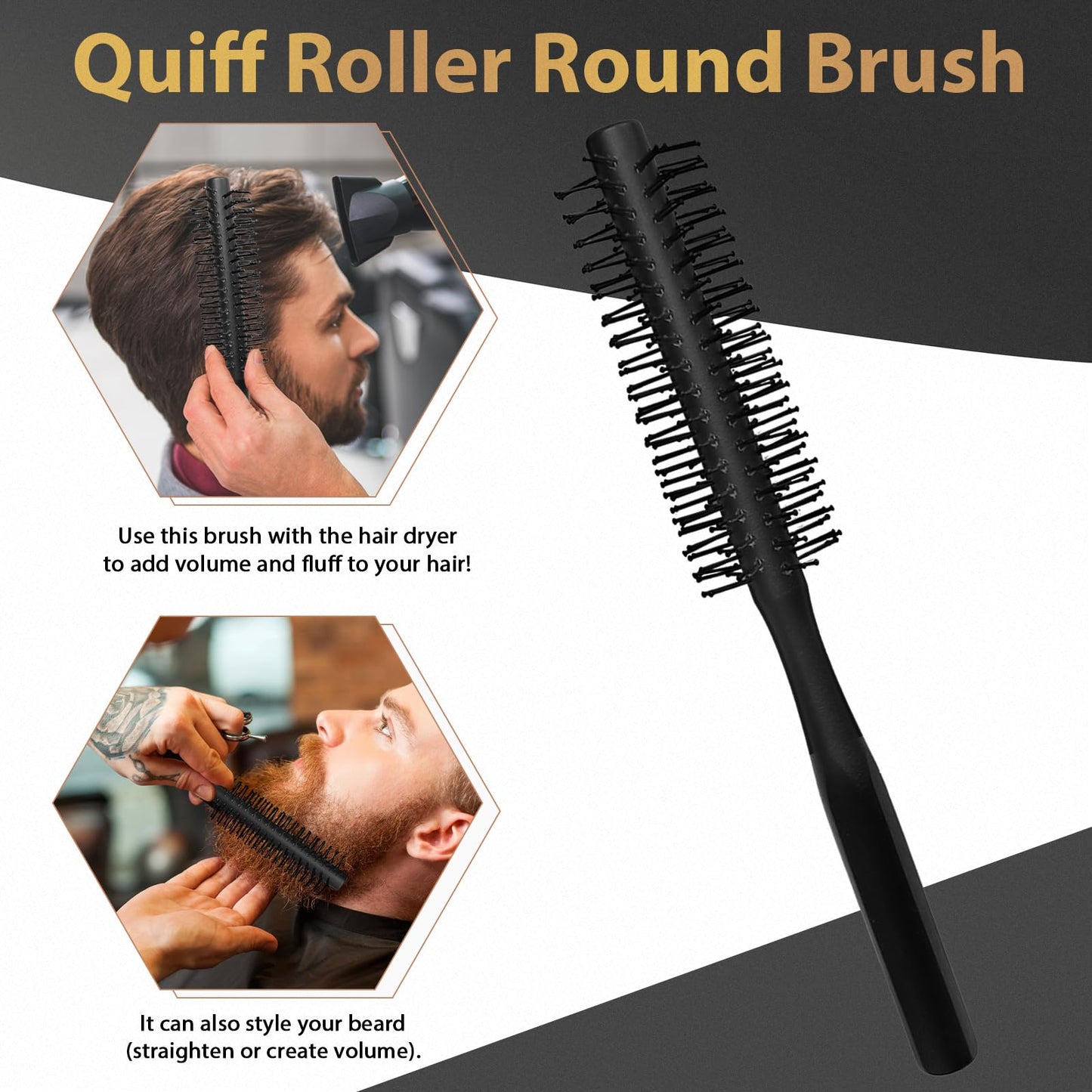 Hair Brush for Men, DUAIU 7Pcs Combs for Men, Hair Styling Comb Set with Vent Hair Brushes, Quiff Round Hair Brush, Wide Tooth Combs, Texture Comb for Blow Drying, Detangling, Grooming, Hairdressing
