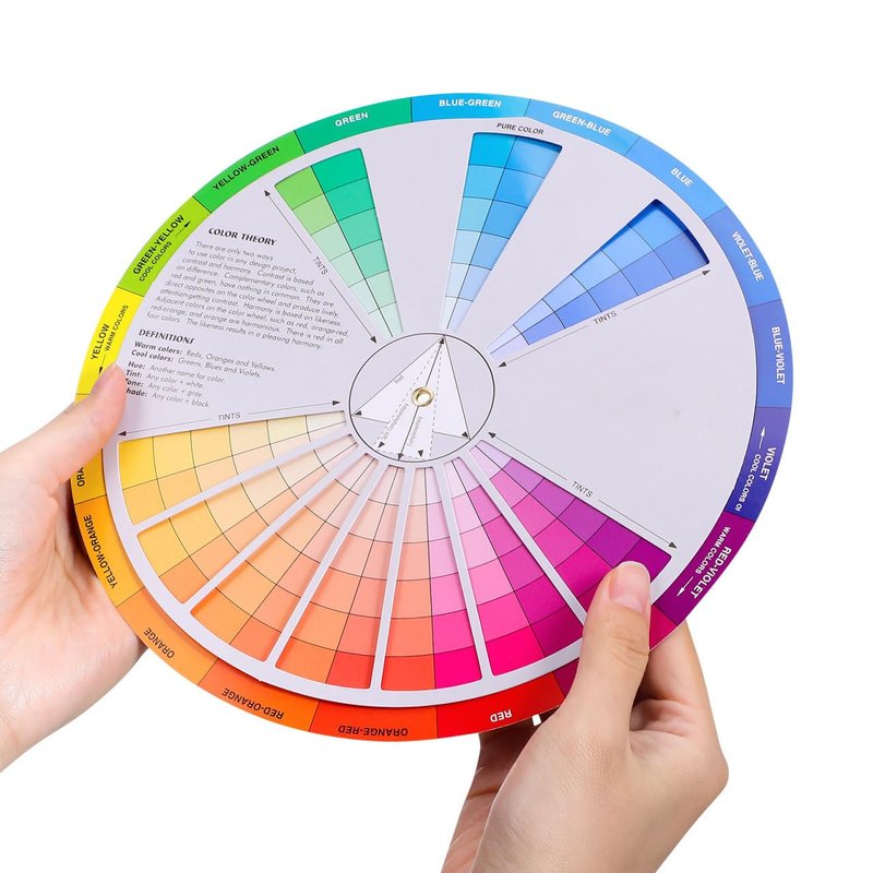Color Wheel, Creative Color Wheel, Paint Mixing Learning Guide, Art Class Teaching Tool for Makeup Blending Board Chart Mix Colours 9.1 Inch