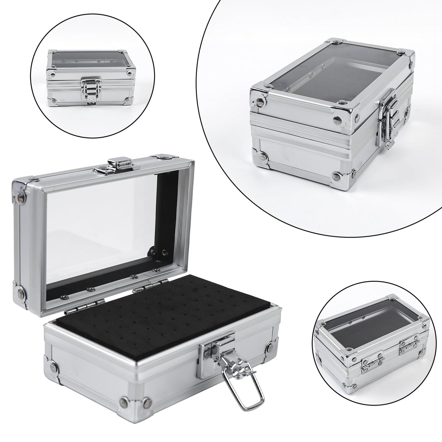 ASUNFO 50 Holes Nail Drill Bit Holder Storage Box Case Nail Polishing Heads Holder Organizer Container for Salon Nail Grinding Head