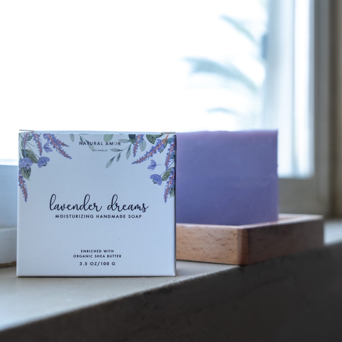 Natural Amor Lavender Spa Gifts for Women,7pcs Self Care Box Including Soap Bar, Candle, Bath Butter