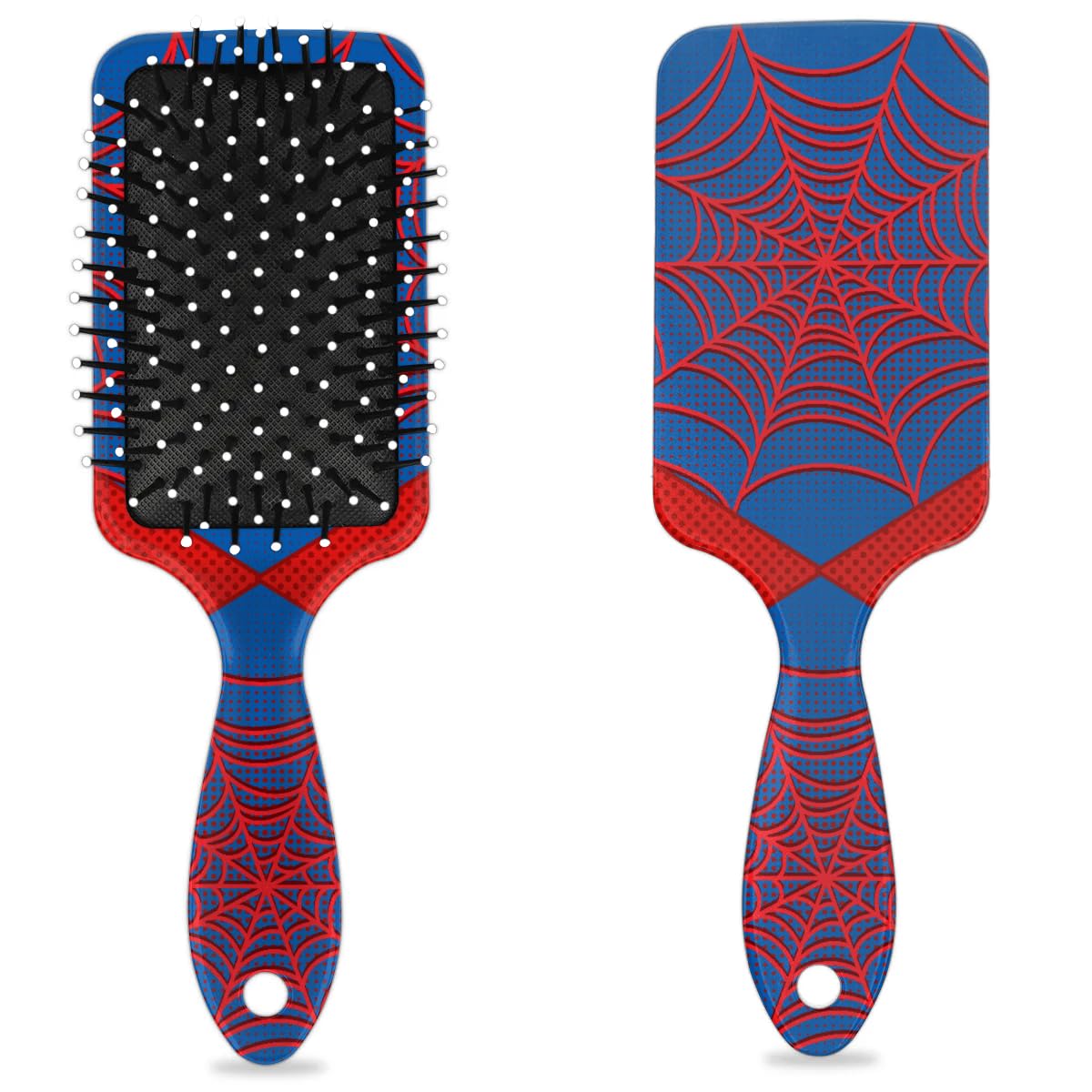 Kids Detangler Hair Brush - Spider Web Blue Design for Boys & Girls | Smooths Wet & Dry Thin, Long, Curly Hair