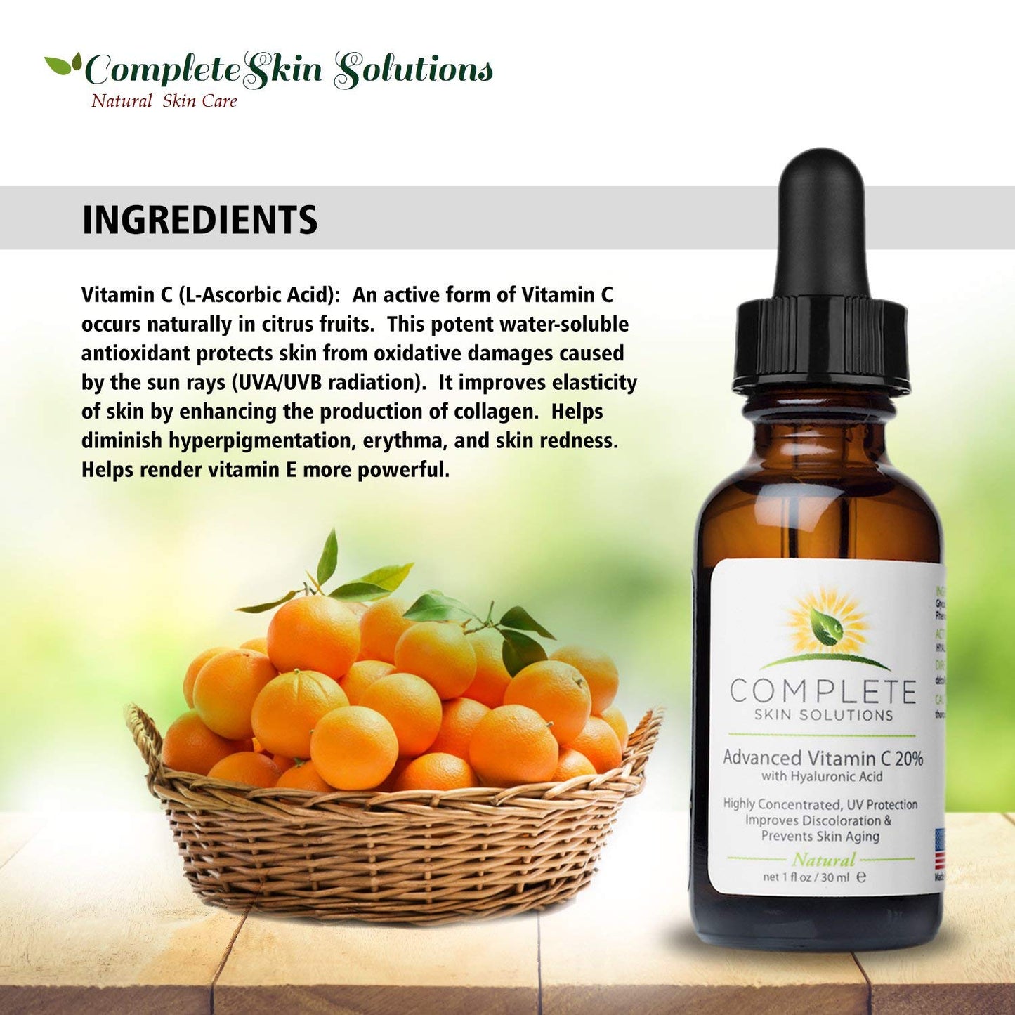 Vitamin C Serum 20% - Advanced Formula with Ferulic & Hyaluronic Acid | 1 oz