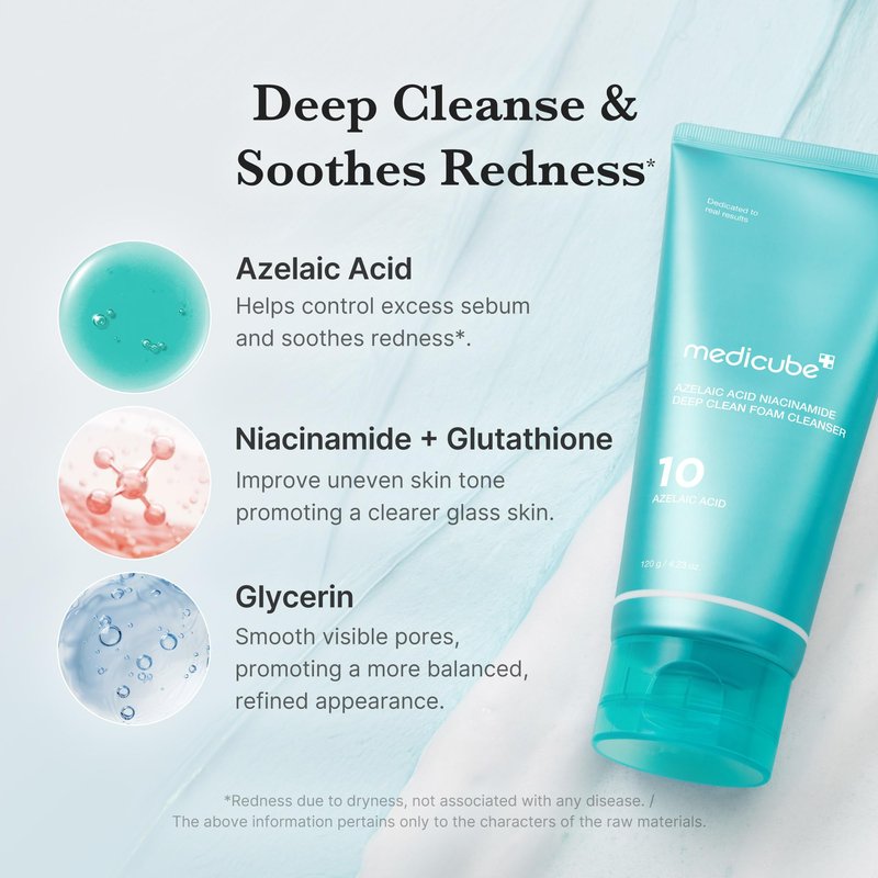 medicube Facial Cleanser Azelaic Acid Whip Cleanser | Soothing Cleansing Foam for Troubled Skin | Ideal for use after spot care, Excess Sebum Control | Niacinamide, Glycerin | Korean Skincare, 4.23 oz