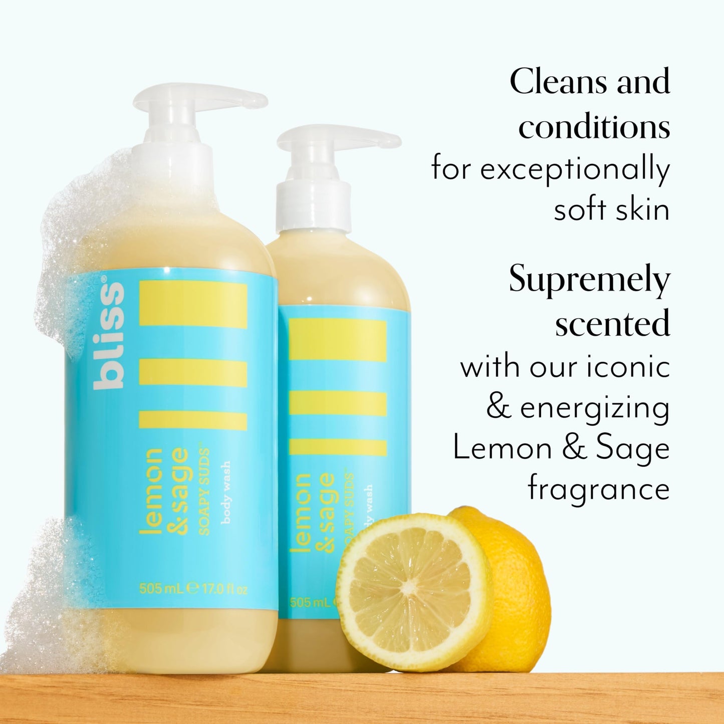 Bliss Soapy Suds Lemon and Sage Body Wash Cleanser - 17 Fl Oz - Skin-Loving